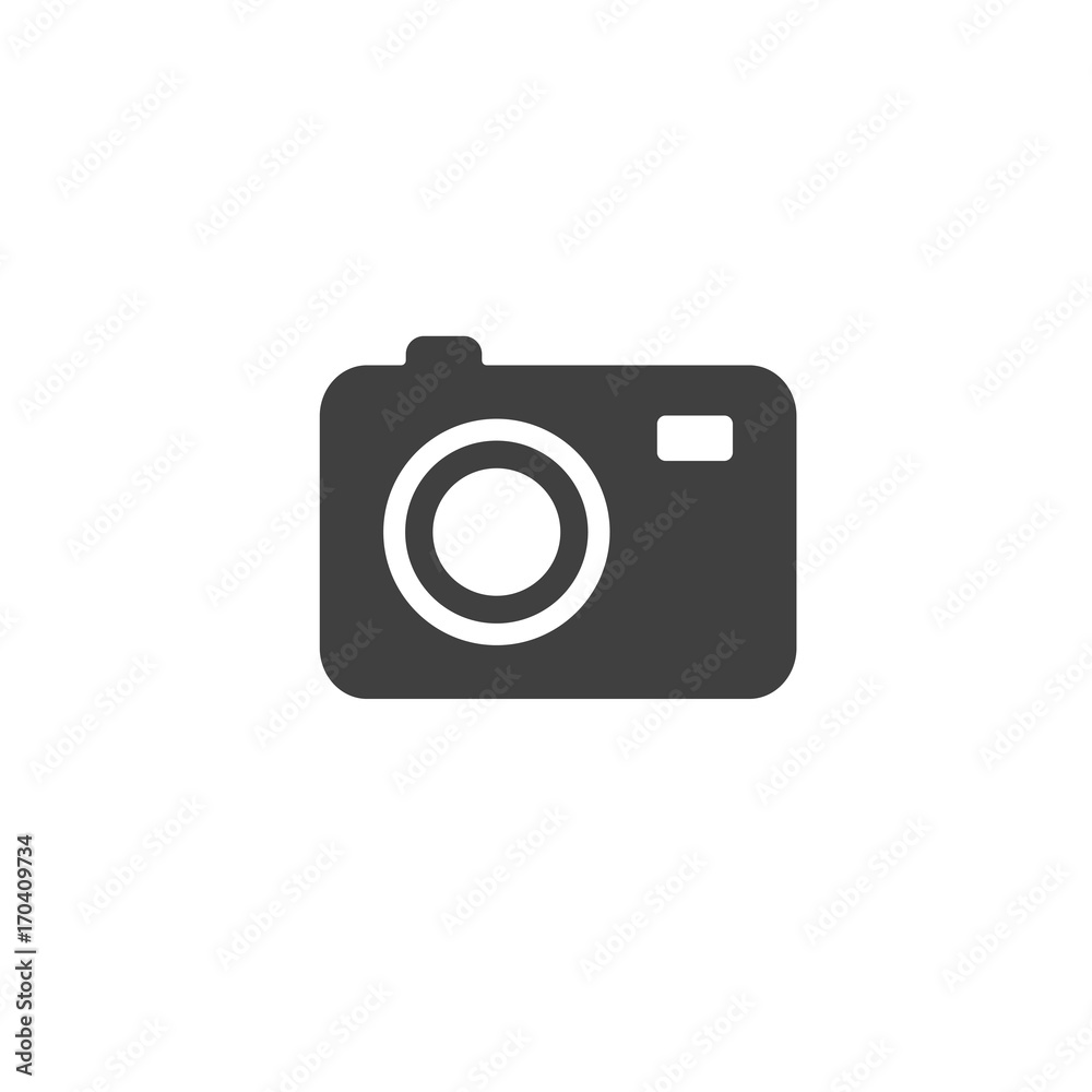 Dark gray photo camera icon vector isolated on white background
