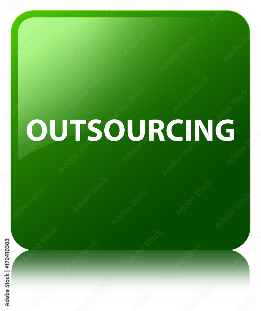 Outsourcing green square button Outsourcing green square button