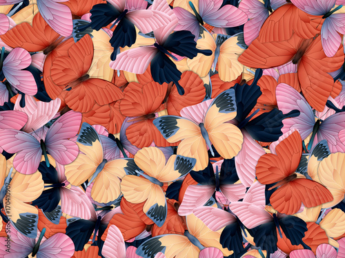 Seamless pattern with lot of different butterflys