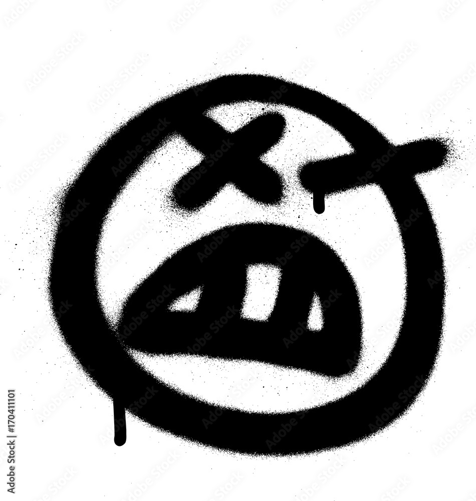 Graffiti angry emoji sprayed in black on white Stock Vector Adobe Stock