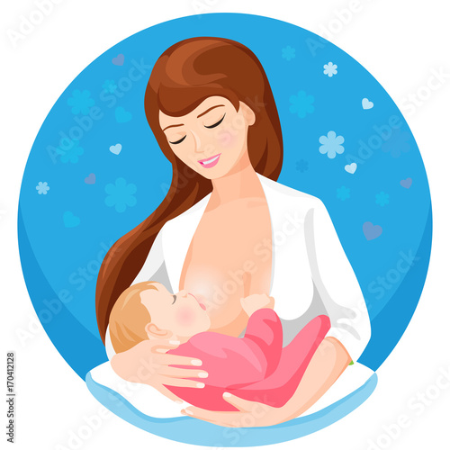 Circle icon depicting mother breastfeeding her young child