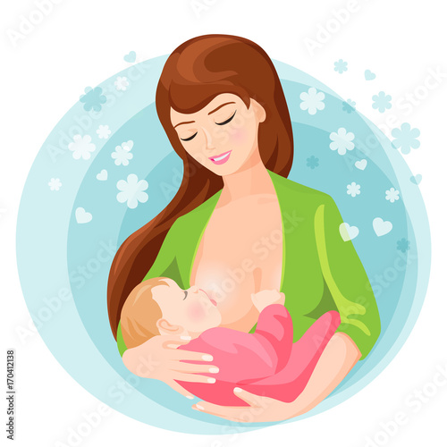 Circle icon depicting mother breastfeeding her young child
