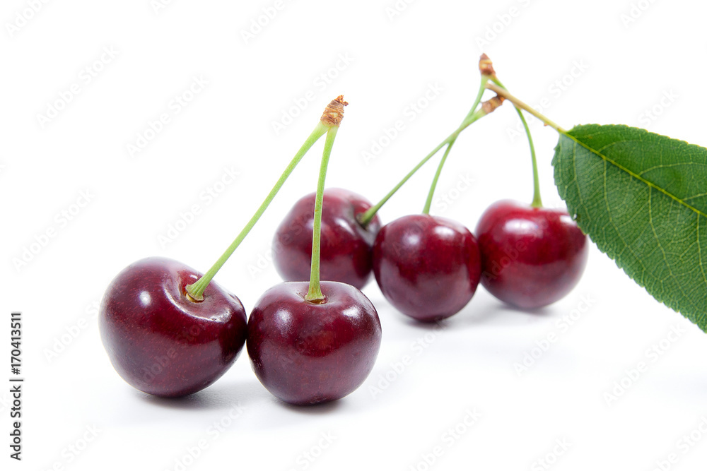 Sweet cherry isolated on a white background.. Sweet cherry isolated on a white background..