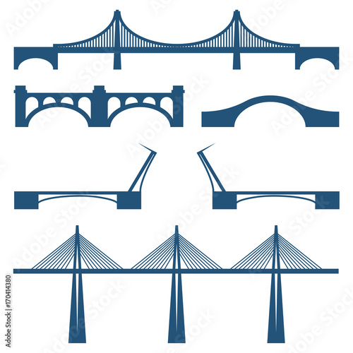 Set of bridges movable, cabble way metal and stone bridge