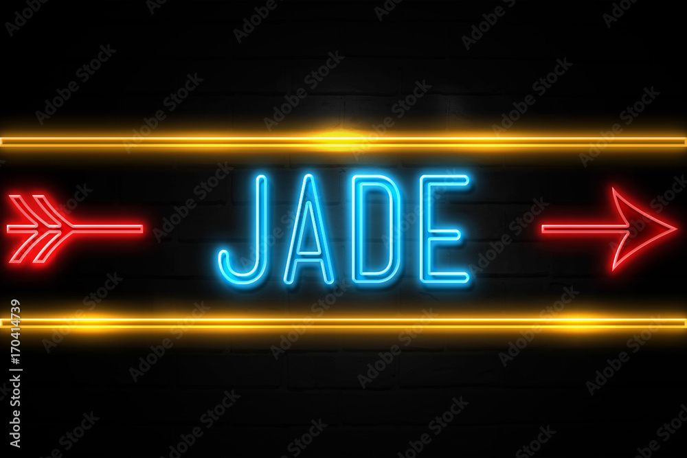 Fototapeta premium Jade - fluorescent Neon Sign on brickwall Front view