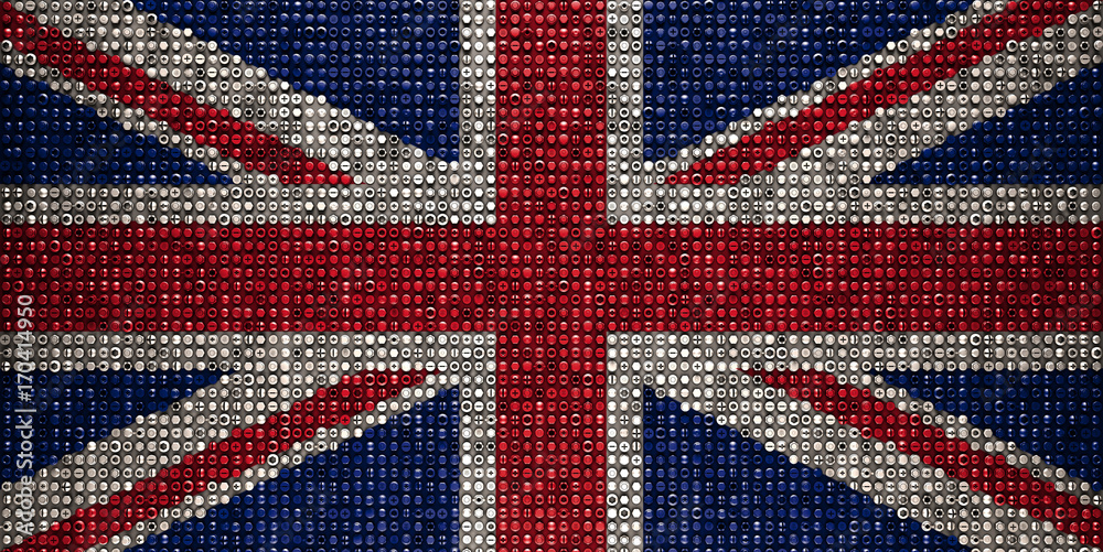Fototapeta premium Union Jack Flag made from Bolts Nuts Screws