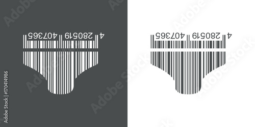 Icono plano codigo de barras calzoncillos gris y blanco