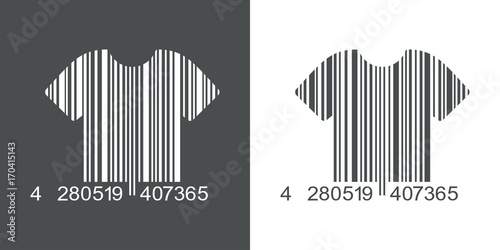 Icono plano codigo de barras camiseta gris y blanco
