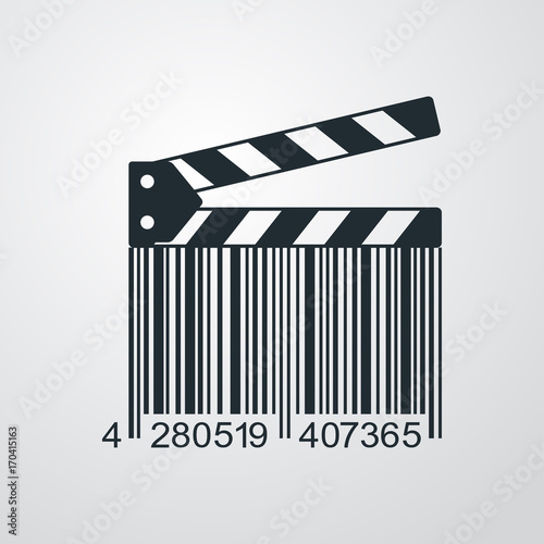 Icono plano codigo de barras claqueta en fondo degradado