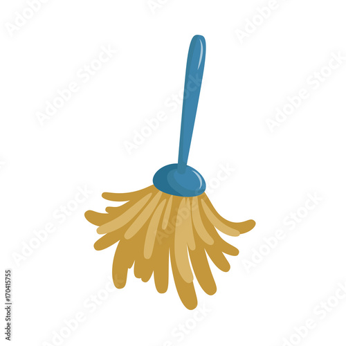 Cartoon simple feather duster icon. Spring cleaning duster brush icon isolated on white background. Vector illustration.