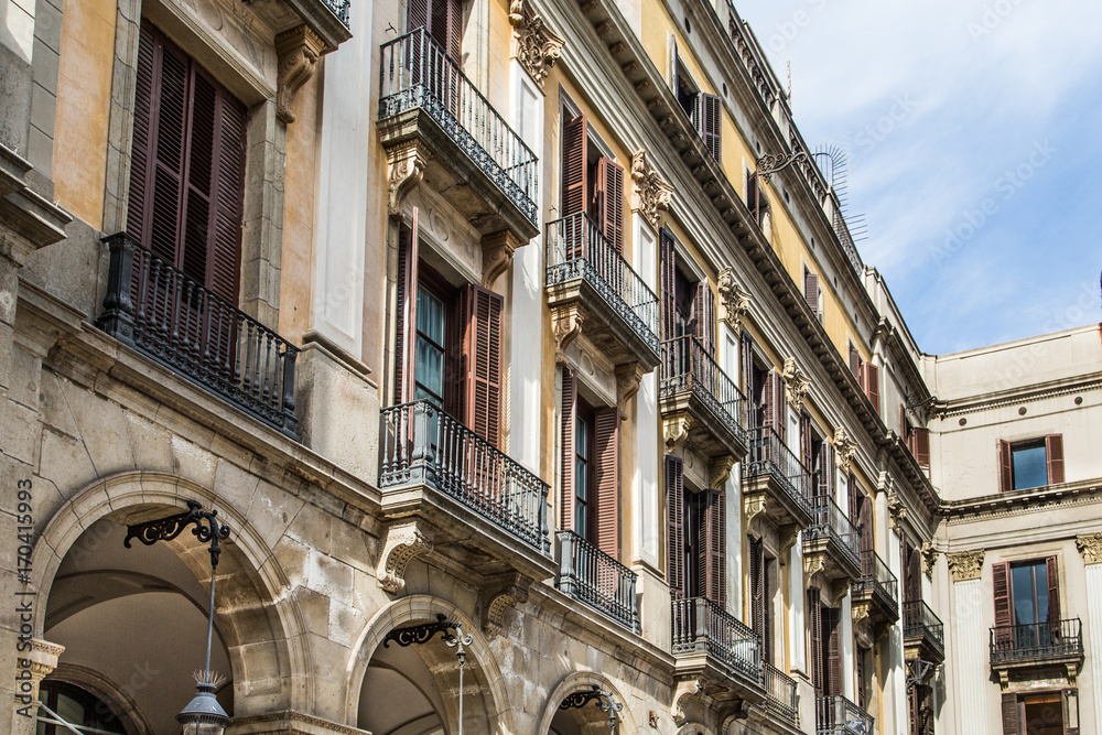Balconies Over Barcelona Courtyard