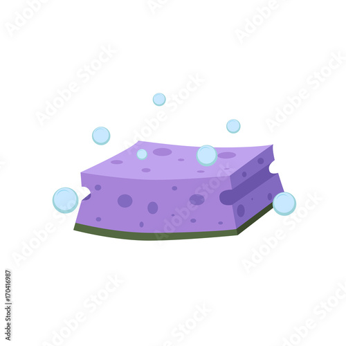 Cartoon flat design washing sponge. Kitchen and bath cleaning tool accestories.