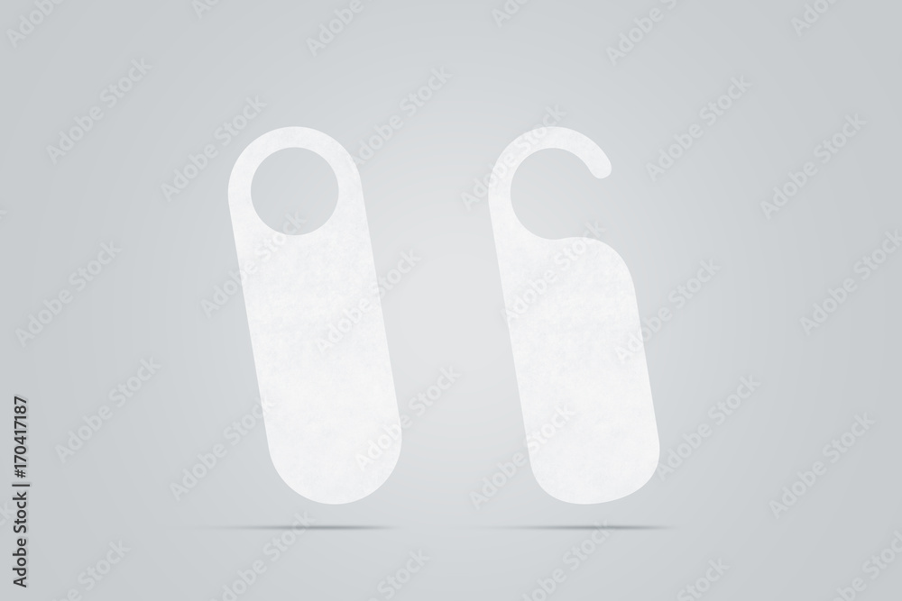 Blank white doorhanger mockups for door knob, isolated, 3d rendering. Empty white doorhanger mock up for entry handle. Leaflet design on entrance doorknob. Dont disturb sign, keep silence signal. Blank white doorhanger mockups for door knob, isolated, 3d rendering. Empty white doorhanger mock up for entry handle. Leaflet design on entrance doorknob. Dont disturb sign, keep silence signal.