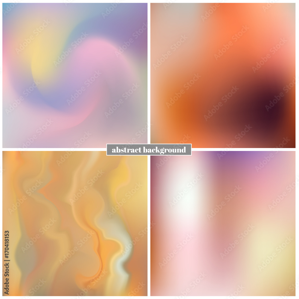 Set of blurred vector backgrounds. Abstract color illustration. Rainbow. Holographic.