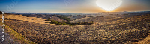 Sunset on Tuscan fields
