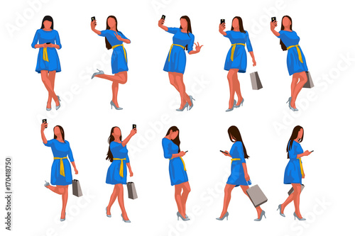 woman set in dress with phone