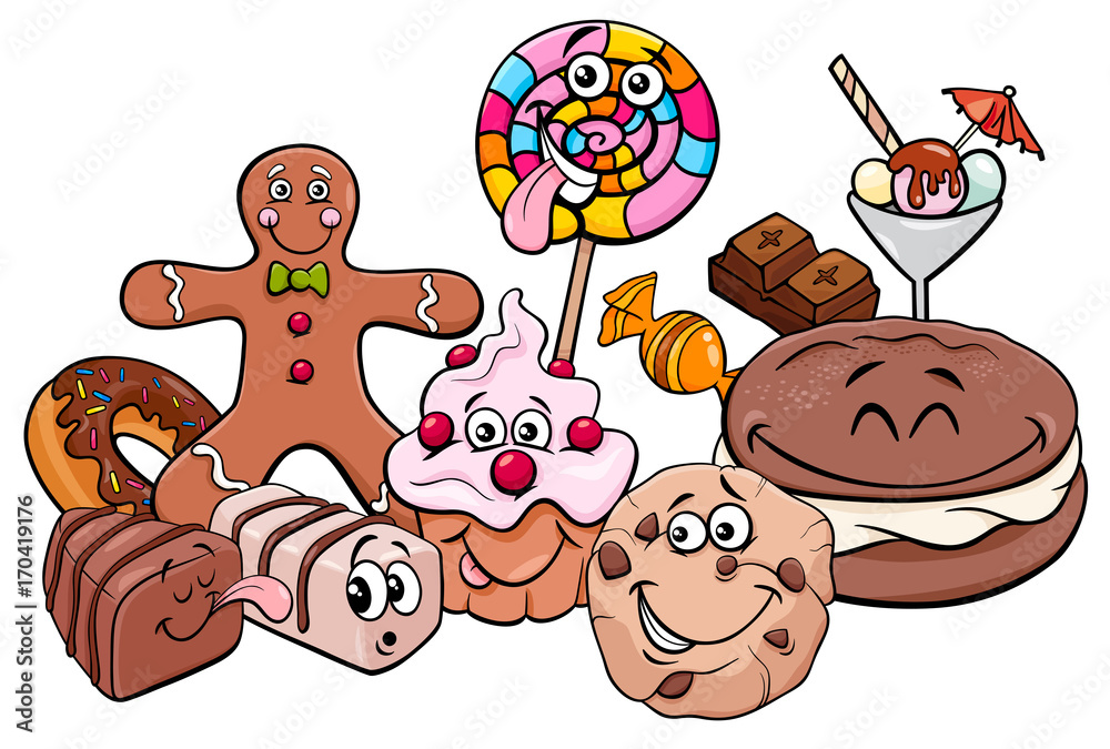 candy characters group cartoon illustration Stock Vector Adobe Stock