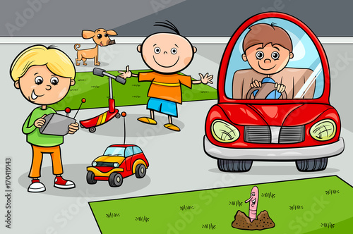 kid boys children characters with toys