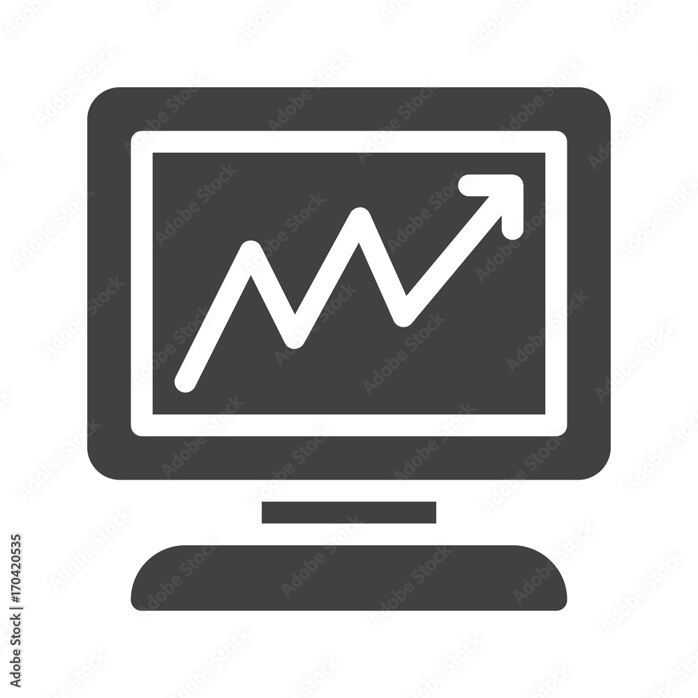 Computer monitor with business graph icon vector Computer monitor with business graph icon vector