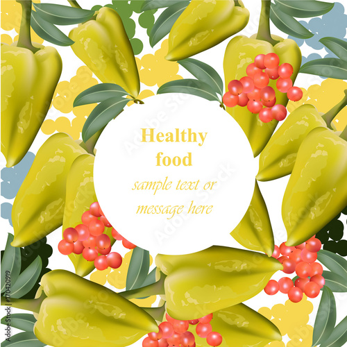 Realistic Pepper healthy food pattern background Vector for print, menu, adve...