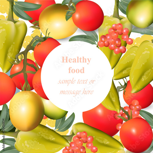 Vegetables Realistic healthy food pattern background for print, menu, adverti...