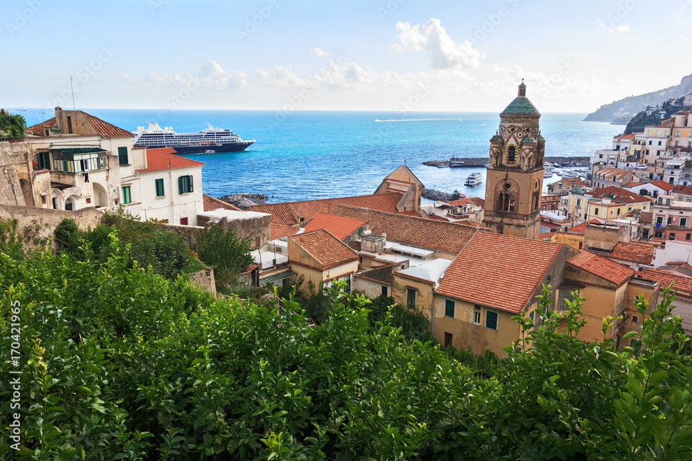 Scenic view of Amalfi Coast, Campania, Italy