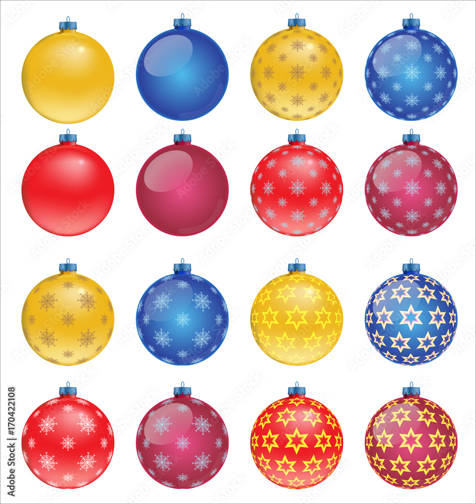 Set of colorful Christmas balls, illustration Set of colorful Christmas balls, illustration