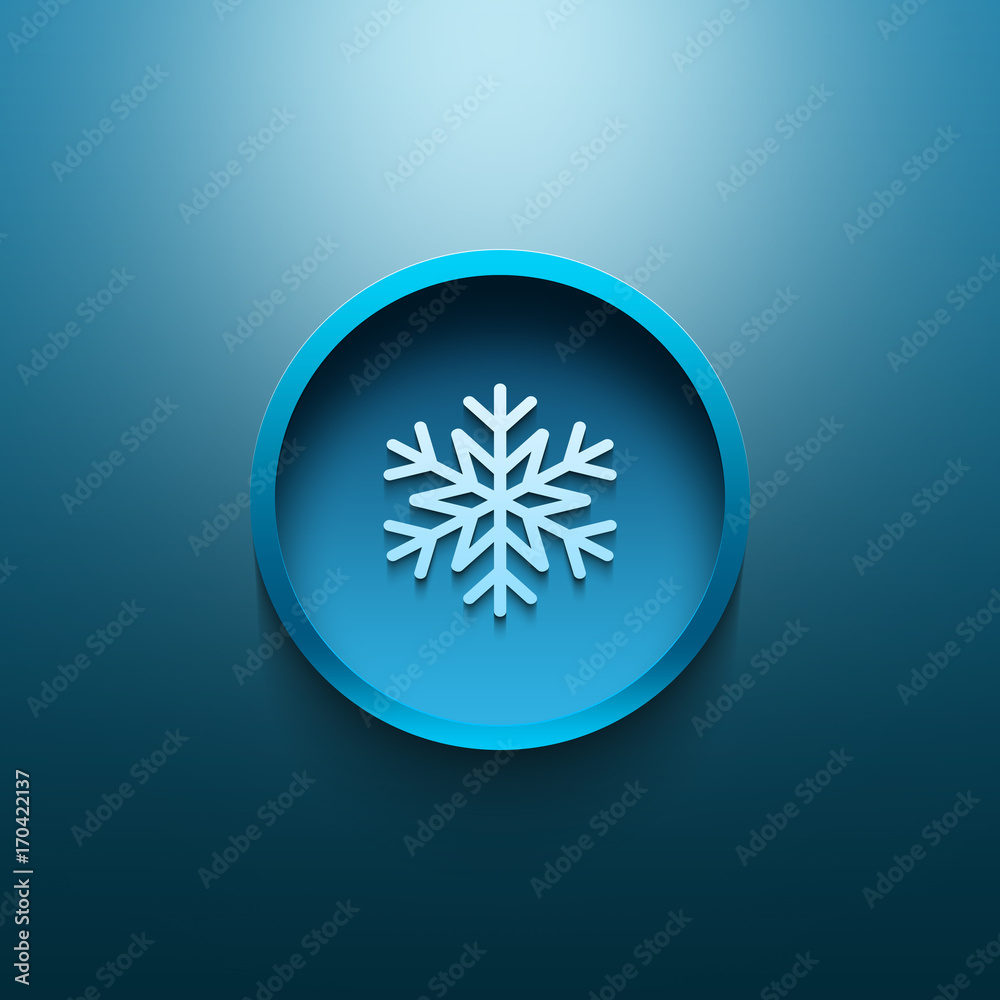 Round 3d blue winter snowflake chistmas icon Round 3d blue winter snowflake chistmas icon