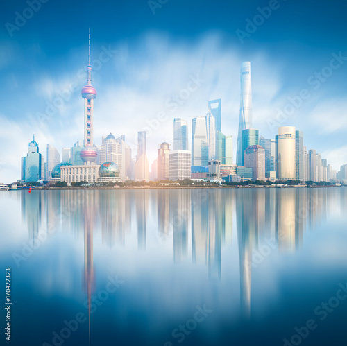 shanghai skyline with reflection China