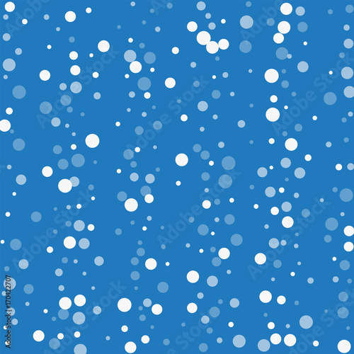 Falling white dots. Scatter vertical lines with falling white dots on blue background. Vector illustration.