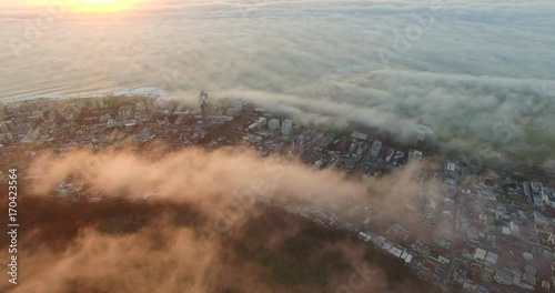 Cape Town Misty Sunset Aerial Shot