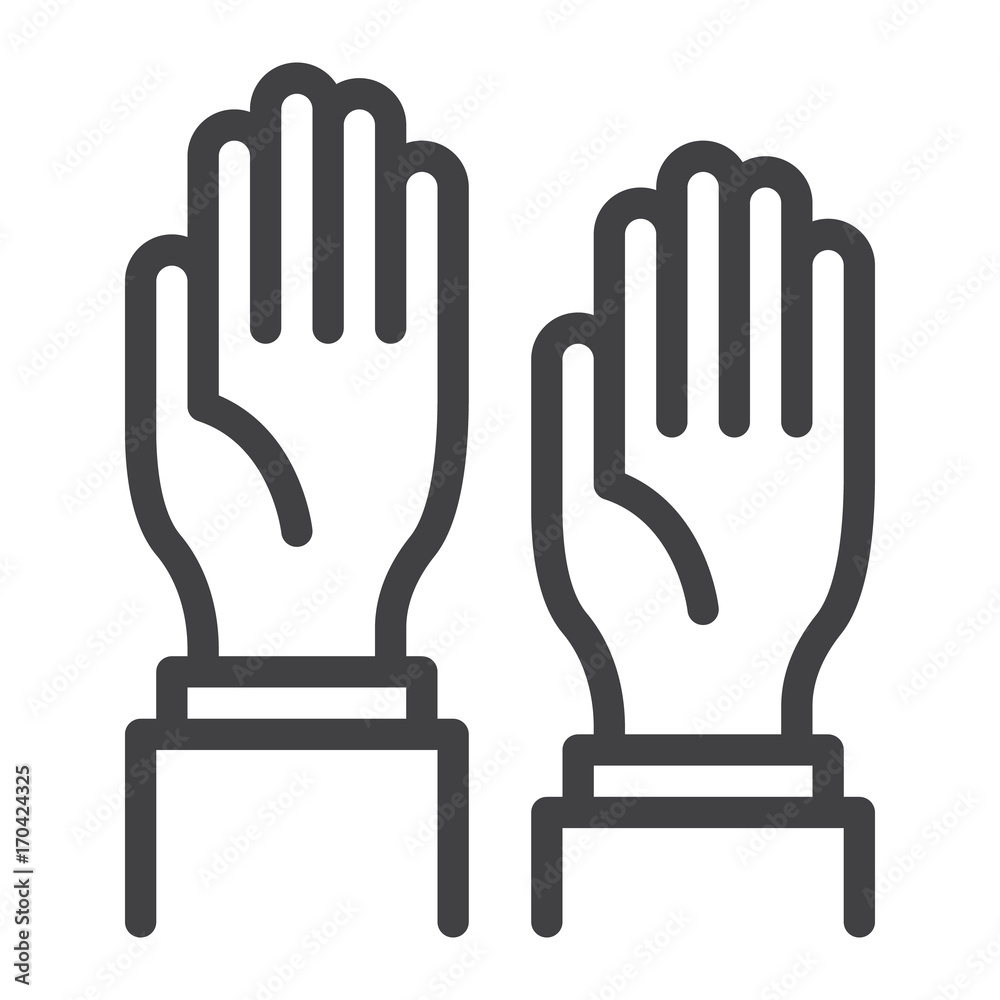 Hands line icon, outline vector sign, linear style pictogram isolated on white. Symbol, logo illustration. Editable stroke. Pixel perfect graphics Hands line icon, outline vector sign, linear style pictogram isolated on white. Symbol, logo illustration. Editable stroke. Pixel perfect graphics