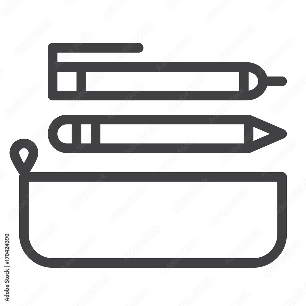 Pencil case line icon, outline vector sign, linear style pictogram isolated on white. Symbol, logo illustration. Editable stroke. Pixel perfect graphics Pencil case line icon, outline vector sign, linear style pictogram isolated on white. Symbol, logo illustration. Editable stroke. Pixel perfect graphics
