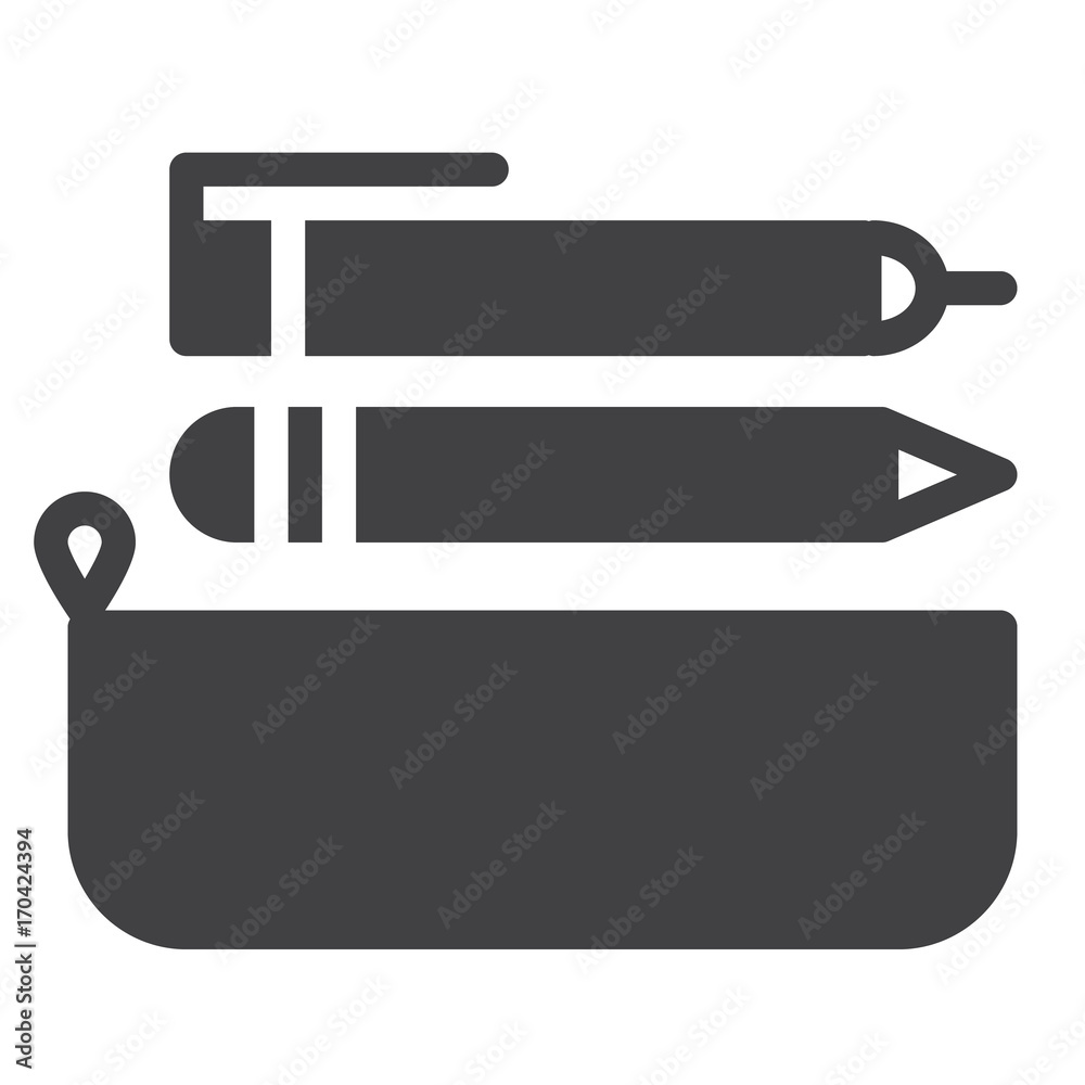 Pencil case icon vector, filled flat sign, solid pictogram isolated on white. Symbol, logo illustration. Pixel perfect graphics Pencil case icon vector, filled flat sign, solid pictogram isolated on white. Symbol, logo illustration. Pixel perfect graphics
