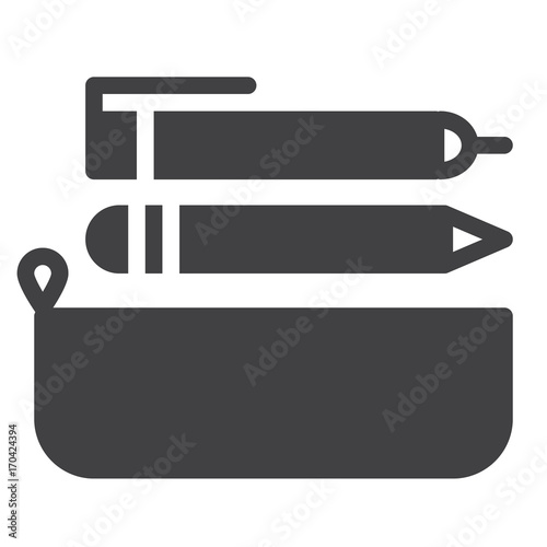 Pencil case icon vector, filled flat sign, solid pictogram isolated on white. Symbol, logo illustration. Pixel perfect graphics