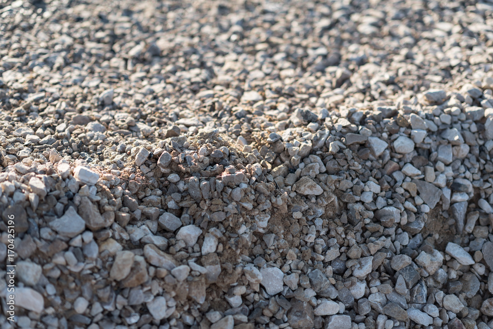 Crushed stones at new constructed road Crushed stones at new constructed road