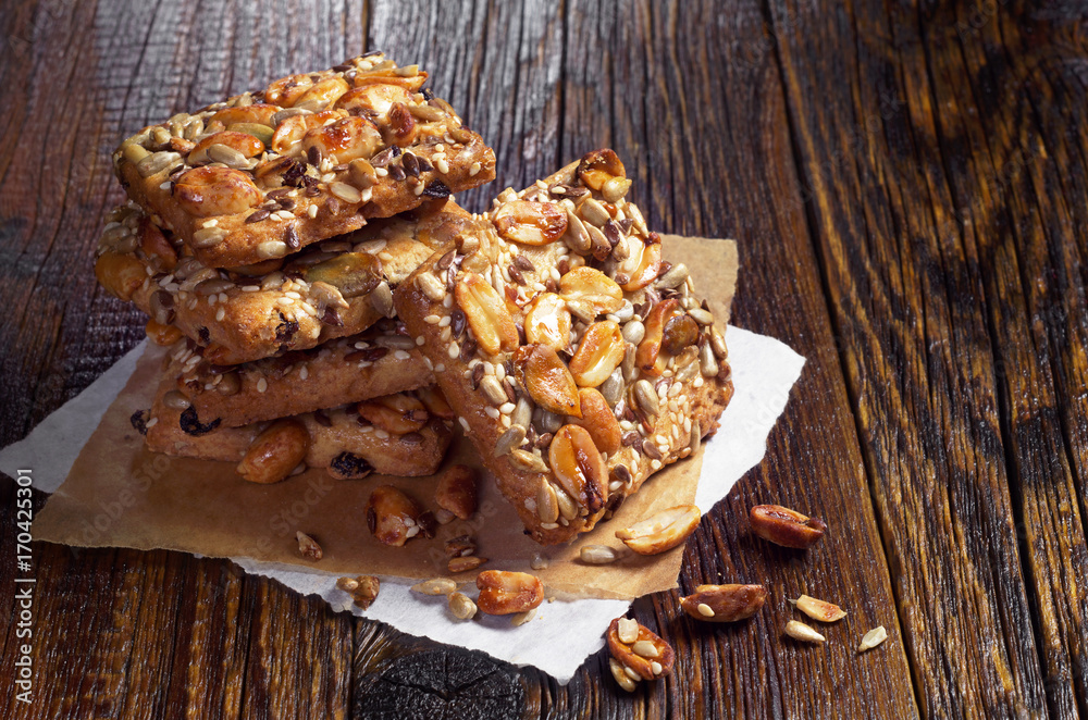 Fototapeta premium Cookies with nuts and seeds