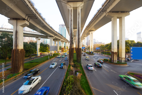 concrete road curve of viaduct in shanghai china outdoor.