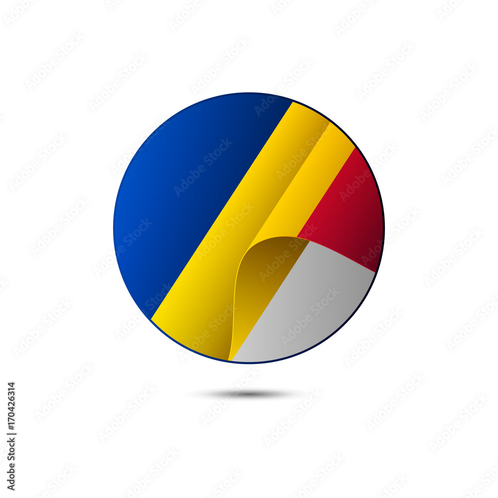 Fototapeta premium Moldova flag button with shadow on a white background. Vector illustration.