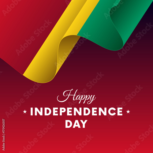 Banner or poster of Guinea independence day celebration. Waving flag. Vector illustration.