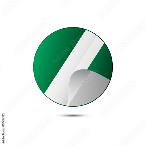 Nigeria flag button with shadow on a white background. Vector illustration.