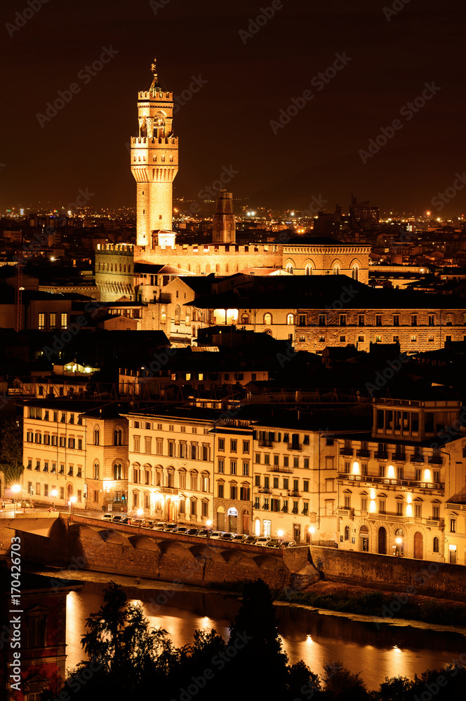 The Arnolfo Tower by Night - Piazza Michelangelo, Florence, Tuscany, Italy, Europe