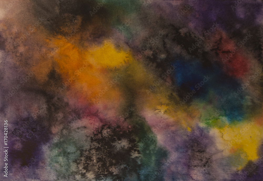 Abstract watercolor cosmos background, no stars universe