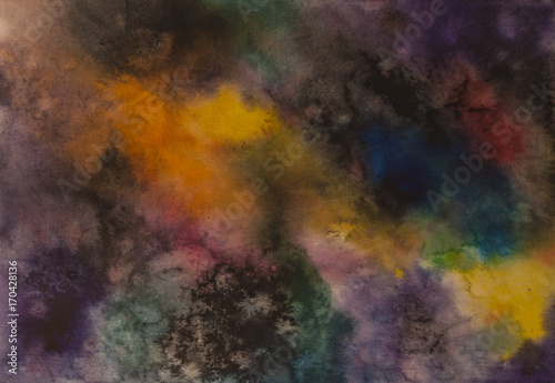 Abstract watercolor cosmos background, no stars universe