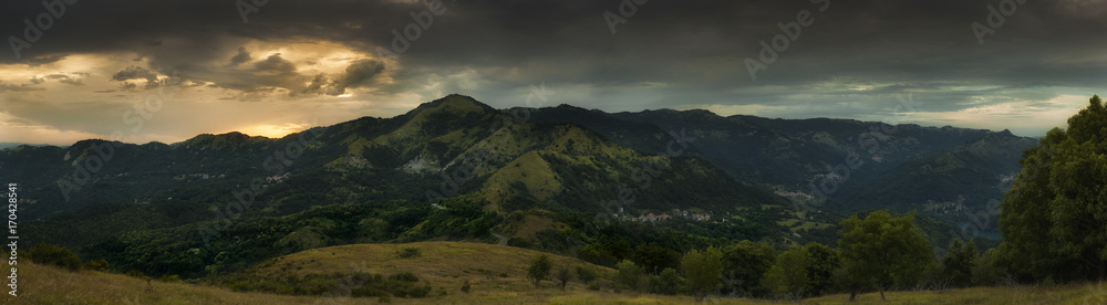 Fight between Mountain and Sky - Lago del Brugneto, Parco dell'Antola, Liguria, Italy, Europe.