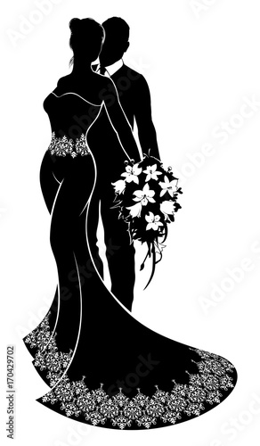 Bride and Groom Wedding Sil...
