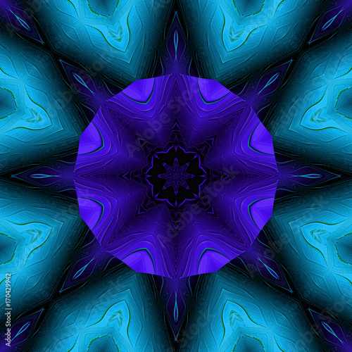 3d illustration - abstrakt blau oktagonal fraktal abbildung photo