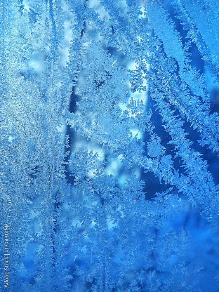 Ice pattern on winter glass