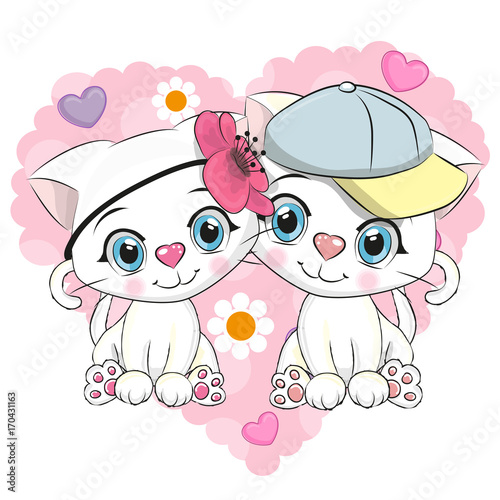 Two Cute Cartoon Kittens