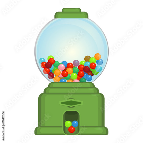 Gumball machine toy or commercial device, which dispenses round gumballs